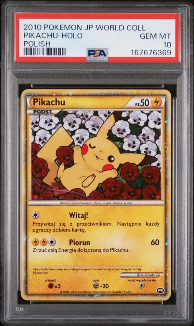 2010 POKEMON JAPANESE WORLD COLLECTION POLISH PIKACHU-HOLO PSA 10