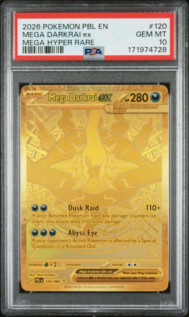 2026 POKEMON PBL EN-PITCH BLACK MEGA HYPER RARE #120 MEGA DARKRAI EX PSA 10