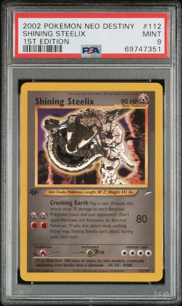 POKEMON SHINING STEELIX 2002 NEO DESTINY #112 1ST EDITION PSA 9