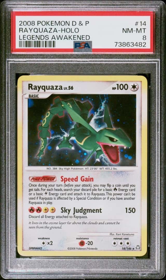 2008 POKEMON RAYQUAZA-HOLO DIAMOND & PEARL LEGENDS AWAKENED #14 PSA 8