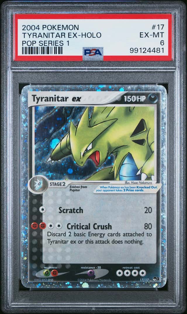 2004 Pokemon Tyranitar #17 EX-HOLOj POP SERIES 1 PSA6