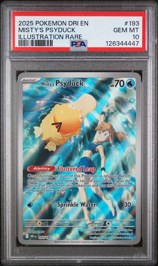 Misty’s Psyduck 193/182 Sv10 Destined Rivals Illustration Rare Holo PSA 10 2025