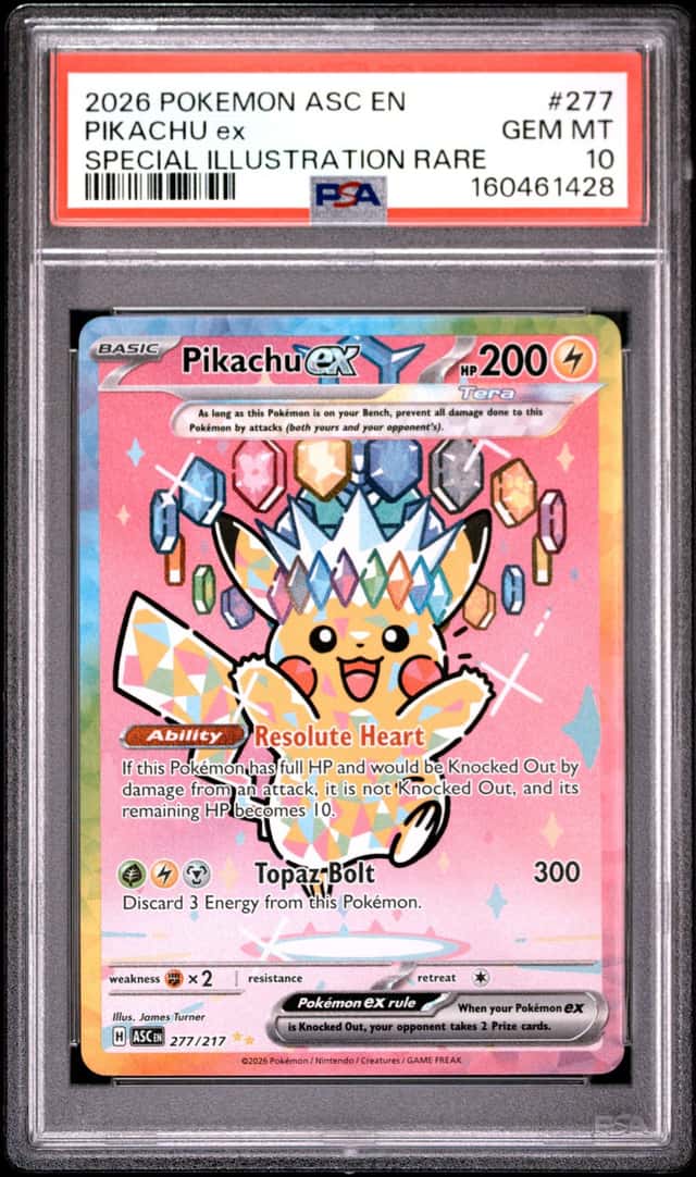 2026 Pokemon ASC EN #277 Pikachu ex Special Illustration Rare PSA 10 GEM MINT