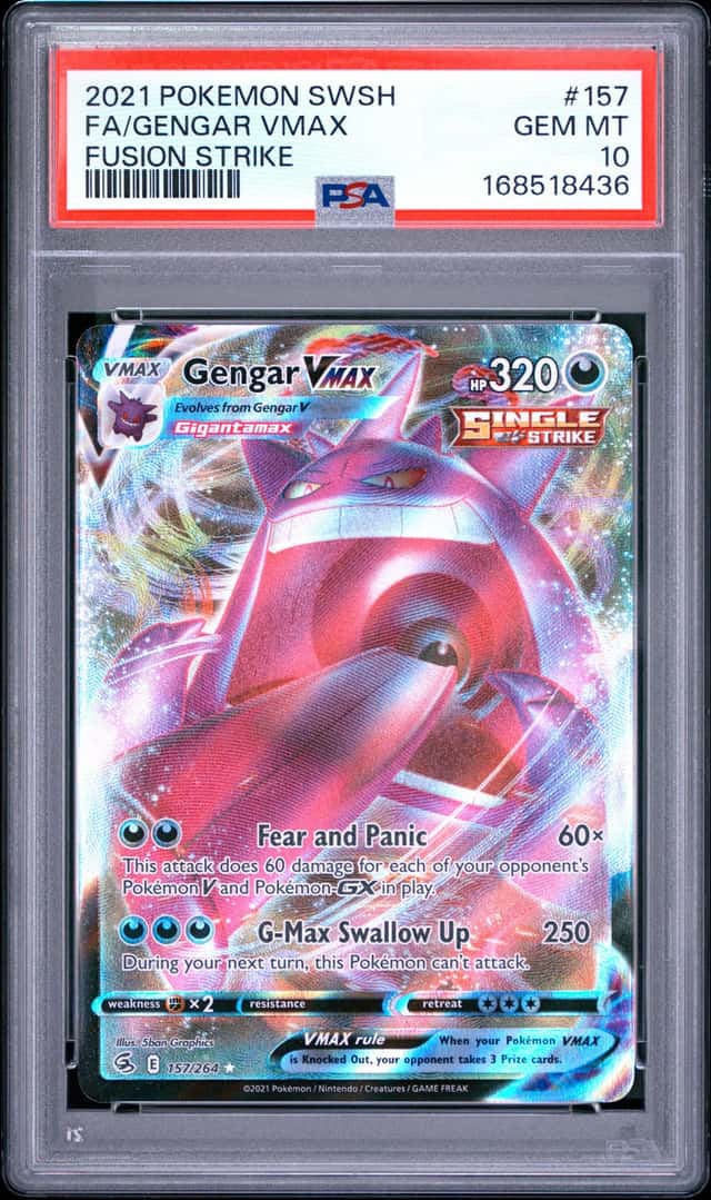 2021 POKEMON SWORD & SHIELD FUSION STRIKE #157 FULL ART GENGAR VMAX PSA 10