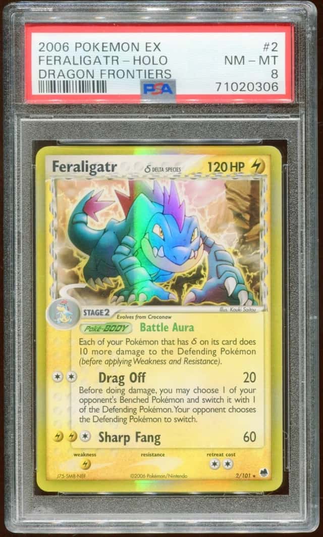 2006 POKEMON EX DRAGON FRONTIERS FERALIGATR #2/101 RARE HOLO FOIL PSA 8 E10