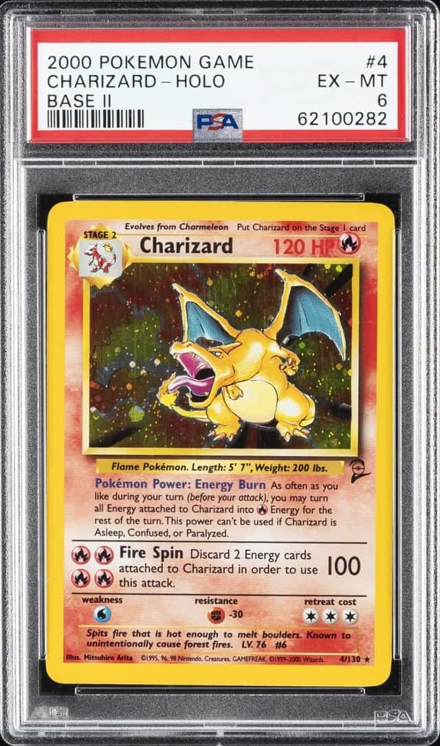 2000 POKEMON BASE SET 2 #4 CHARIZARD-HOLO PSA 6