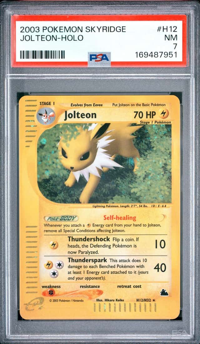 2003 Pokemon Skyridge Jolteon Holo Rare H12/H32 E Series Holo PSA 7 Nm New Cert