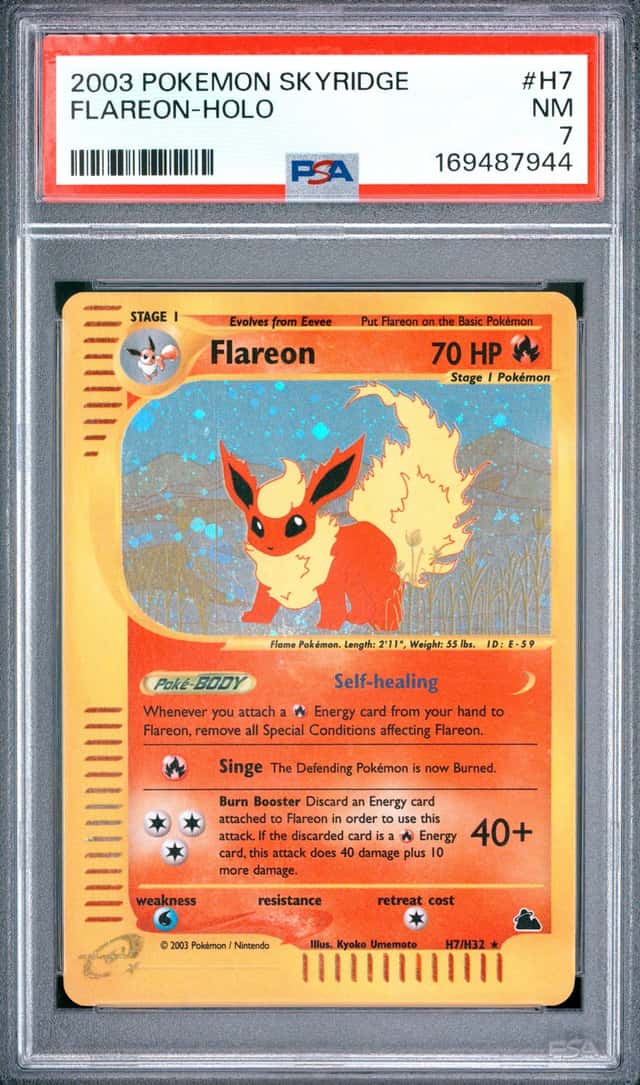Flareon H7/H32 Skyridge Holo Foot Swirl! 2003 Pokémon E Reader PSA 7 Nm New Cert