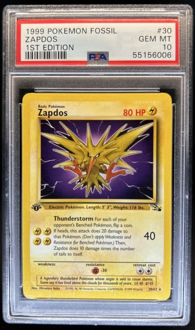 1999 Pokemon Fossil 1st Edition Zapdos #30/62 PSA 10 GEM MINT