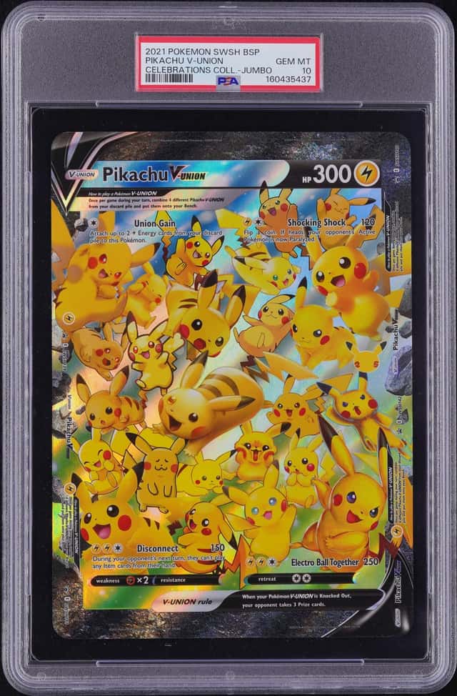 2021 Pokemon Celebrations Pikachu V Union Jumbo Black Star #SWSH141 PSA 10 (37)