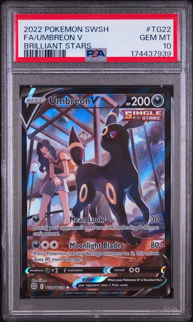 2022 POKEMON SWORD & SHIELD BRILLIANT STARS #TG22 FULL ART/UMBREON V PSA 10