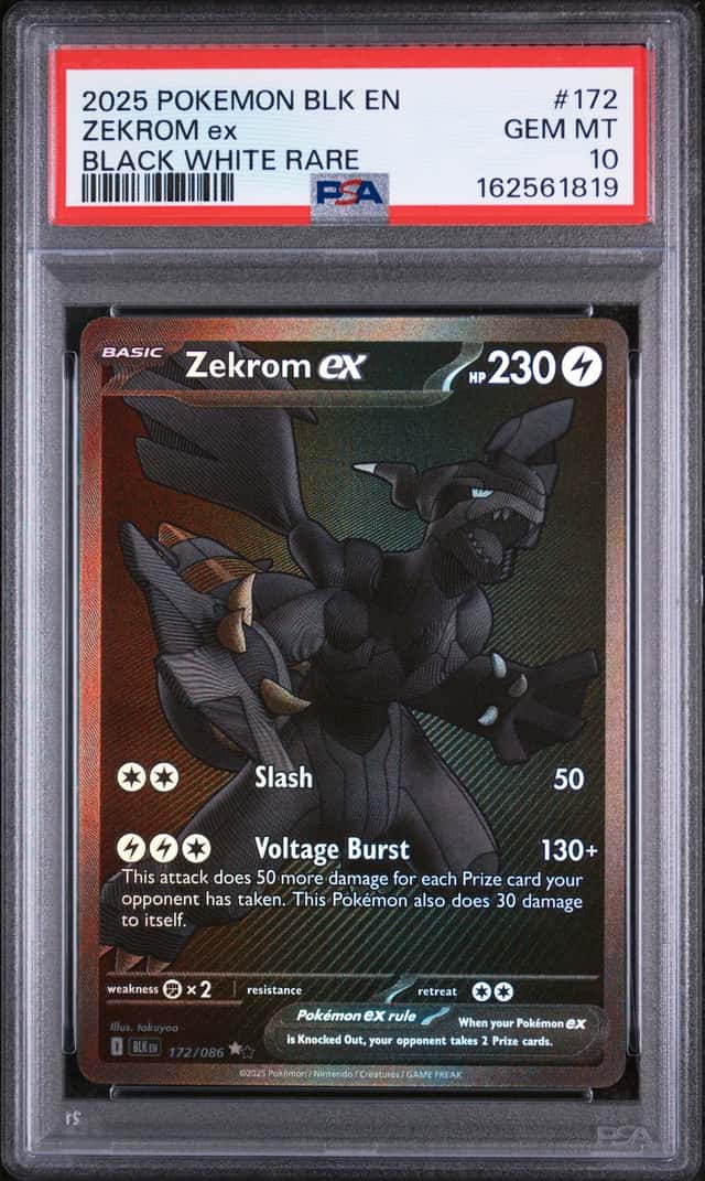 2025 Pokemon Black Bolt Zekrom ex and White Rare #172/086 PSA 10 GEM MINT
