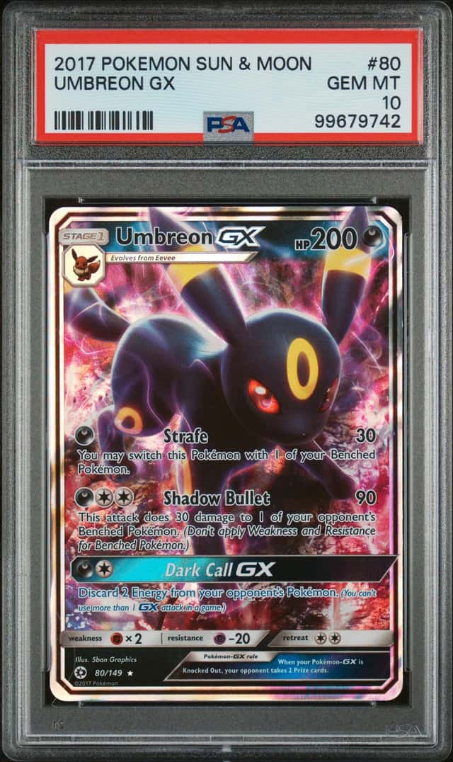 Pokemon Umbreon GX Sun & Moon Holo Ultra Rare #80 PSA 10 Gem Mint