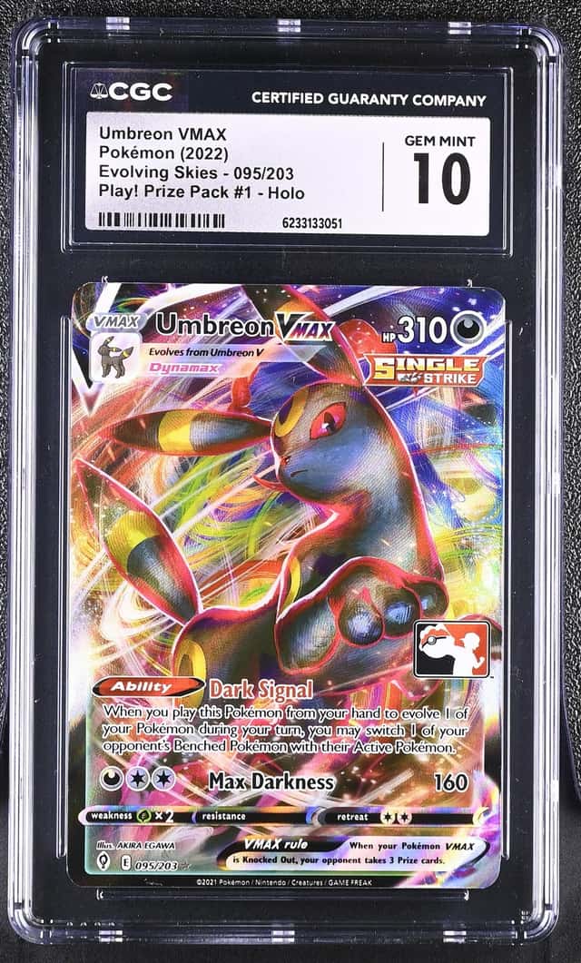 Pokemon Umbreon Vmax Evolving Skies 095/203 Play! Prize Pk. #1 Holo CGC 10
