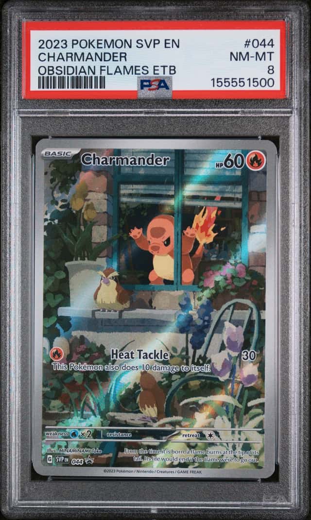 PSA 8 - MINT POKEMON  2023 OBSIDIAN FLAMES CHARMANDER ETB 044 SVP EN Black PROMO
