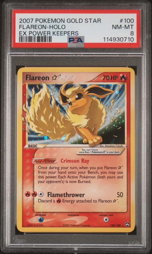 2007 Pokemon Ex Power Keepers Holo Flareon Gold Star #100