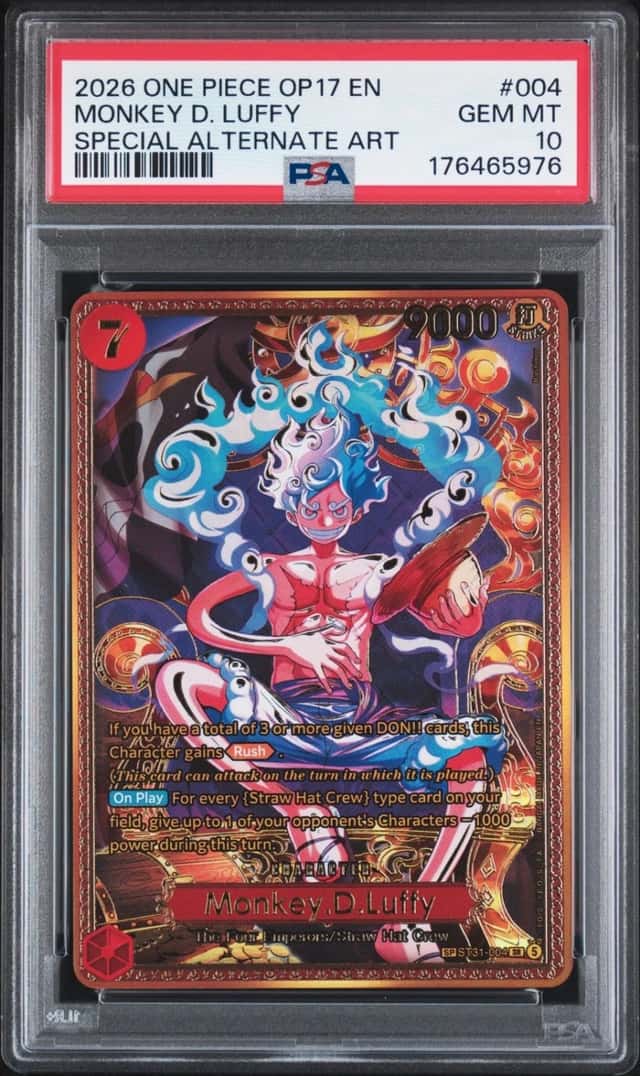 2026 ONE PIECE OP17-THE WORLD'S STRONGEST WARRIORS #004 MONKEY D. LUFFY PSA 10