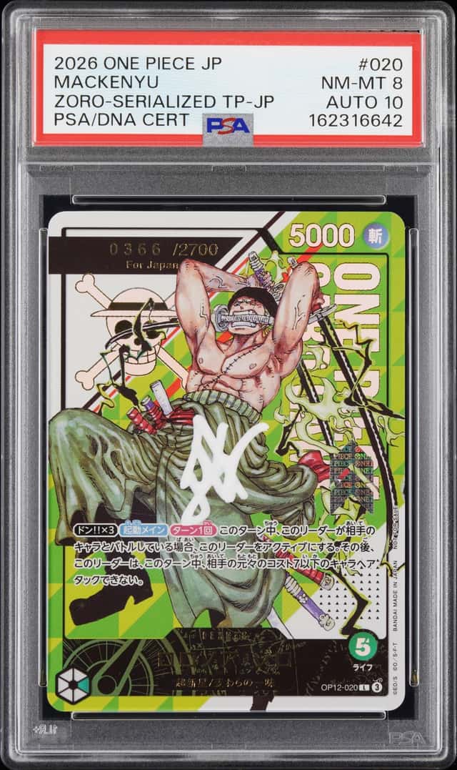 Mackenyu Signed 2026 One Piece JPN Zoro Serialized TP #020 PSA/DNA 8 AUTO 10