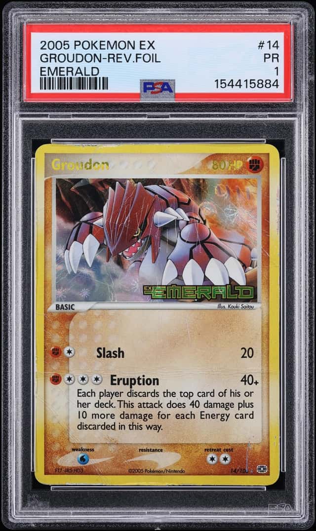 2005 Pokemon EX Emerald Reverse Holo Groudon #14 PSA 1 PR