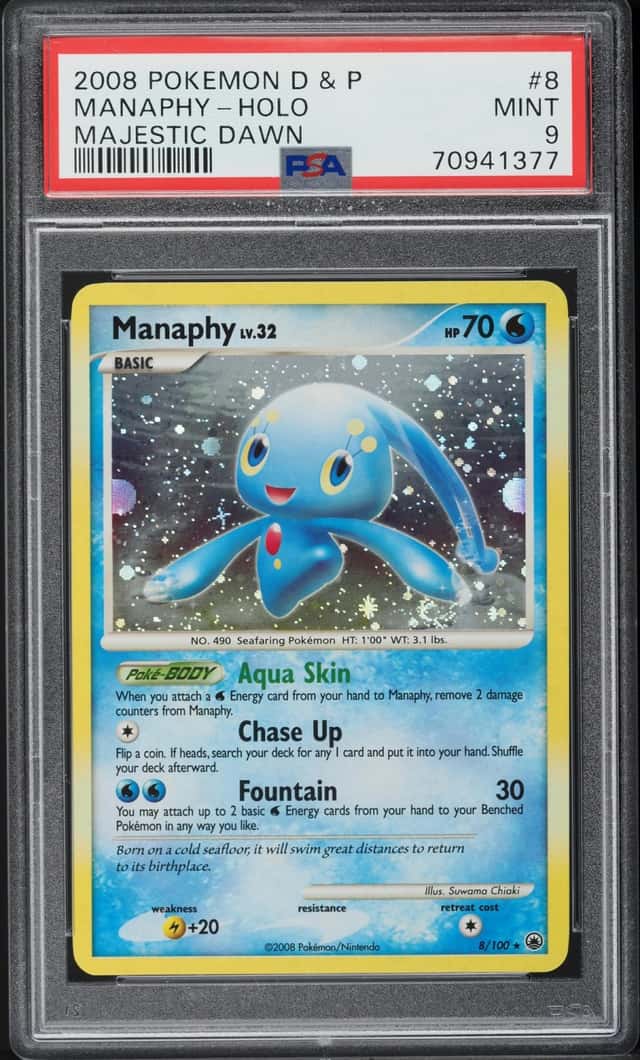 2008 Pokemon Diamond & Pearl Majestic Dawn Holo Manaphy #8 PSA 9 MINT