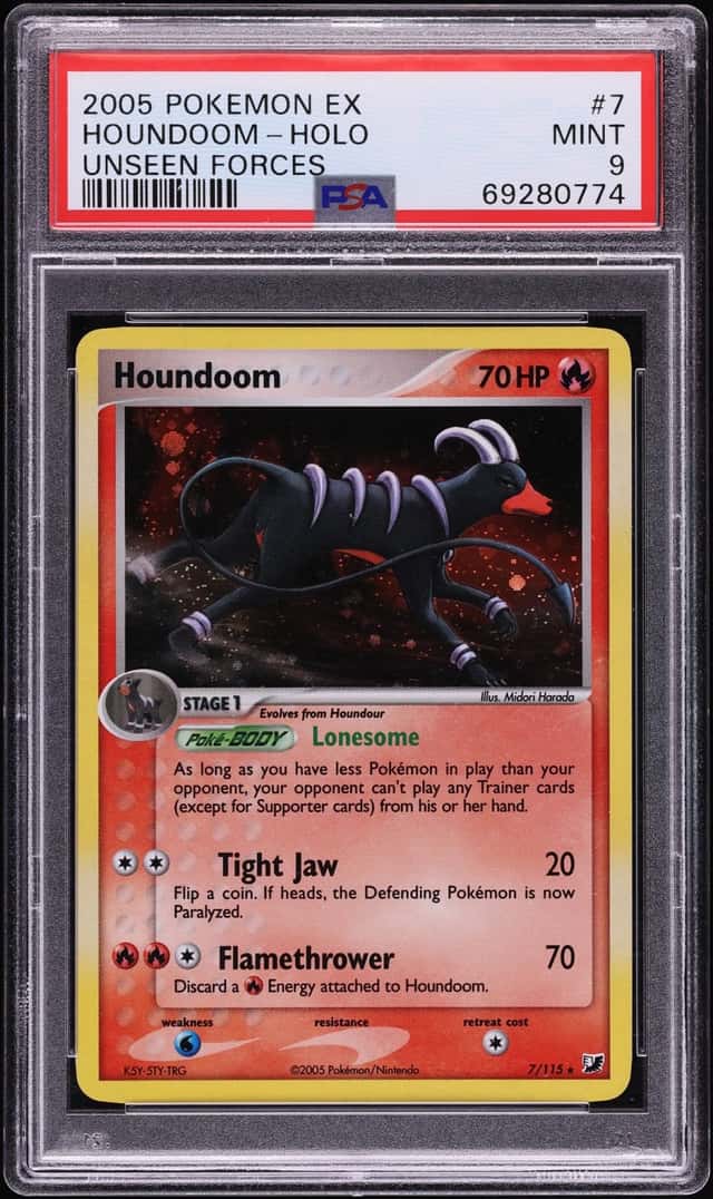 2005 Pokemon EX Unseen Forces Holo Houndoom #7 PSA 9 MINT