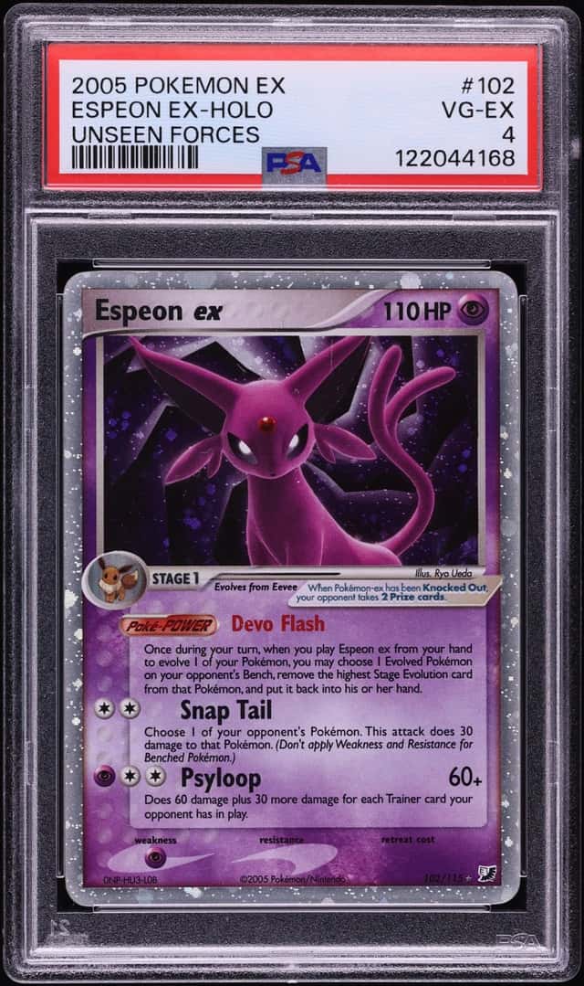 2005 Pokemon EX Unseen Forces Holo Espeon Ex #102 PSA 4 VGEX