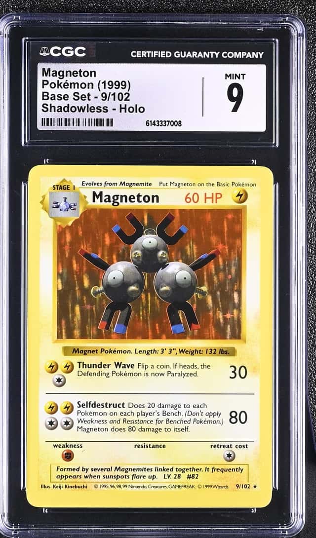 1999 Pokemon Base Set Shadowless Holo Magneton #9 CGC 9 MINT