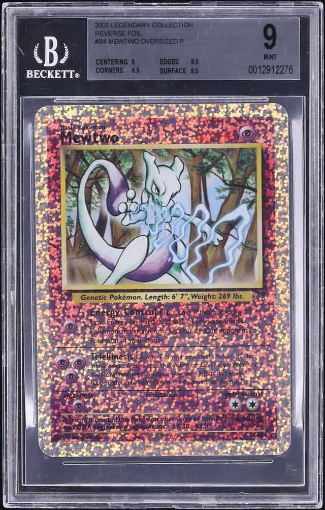 2002 Pokemon Legendary Collection Box Topper Reverse Holo Mewtwo #S4 BGS 9 MINT
