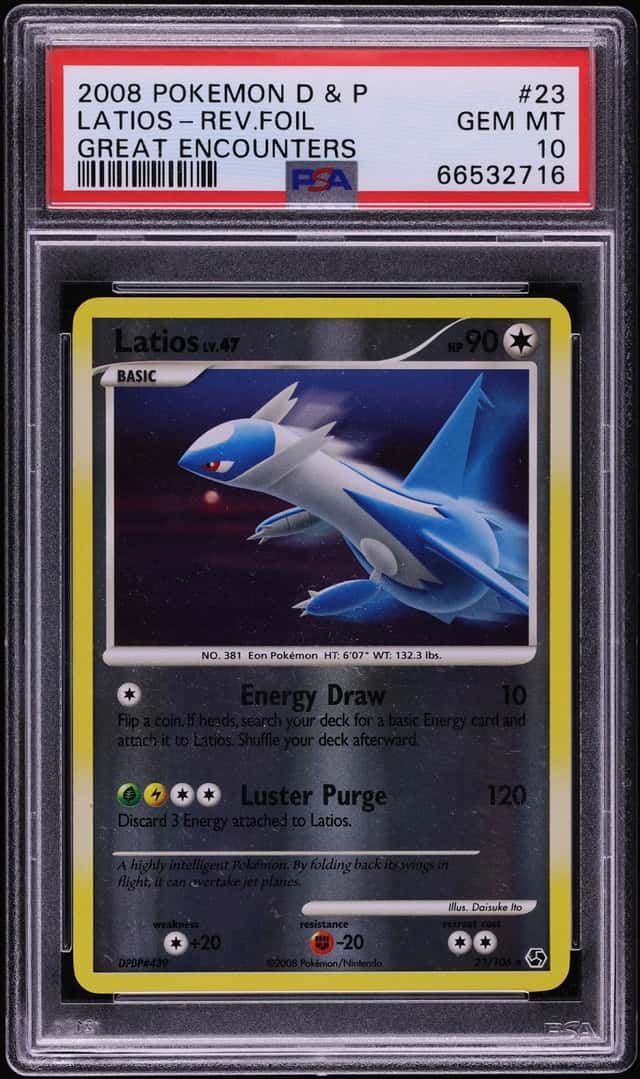 2008 Pokemon Diamond & Pearl Great Encounters Reverse Holo Latios #23 PSA 10 GEM MINT