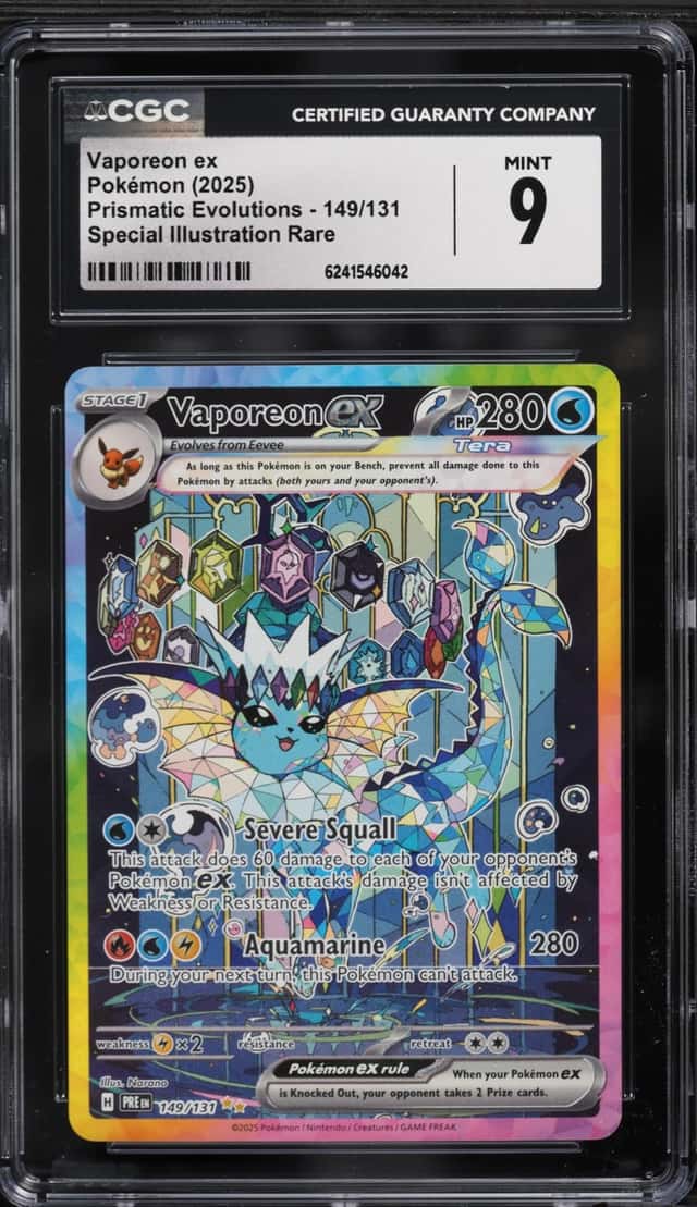 2025 Pokemon Scarlet & Violet Prismatic Evolutions SIR Vaporeon Ex #149 CGC 9 MINT