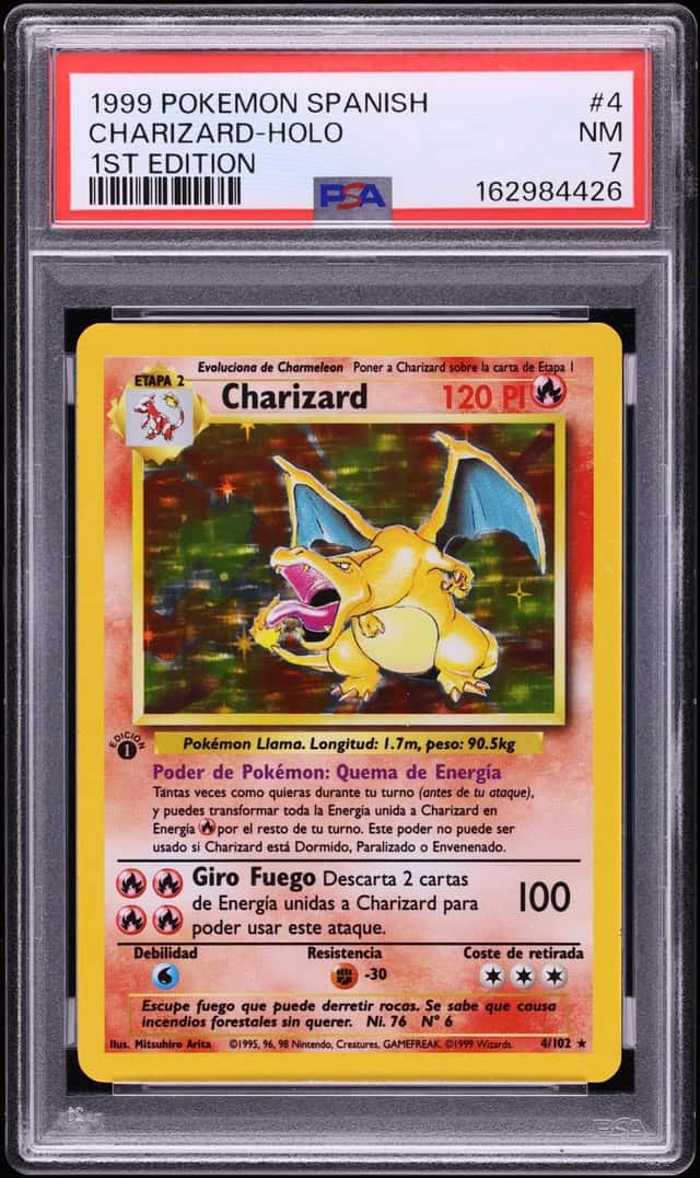 1999 Pokemon Spanish Base Set 1st Edition Holo Charizard #4 PSA 7 NRMT
