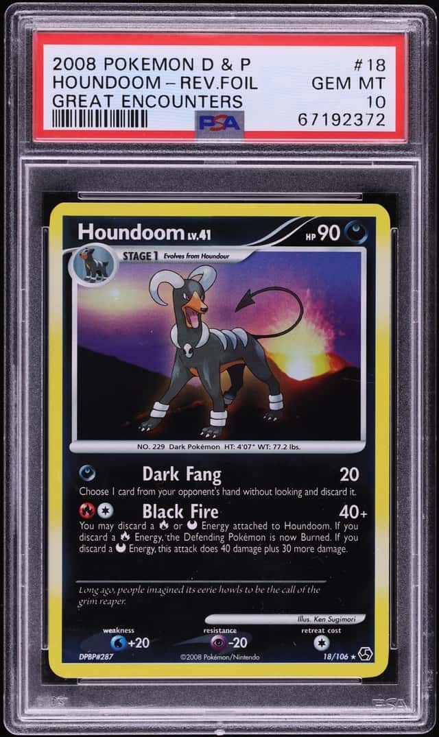 2008 Pokemon Diamond & Pearl Great Encounters Reverse Holo Houndoom #18 PSA 10 GEM MINT