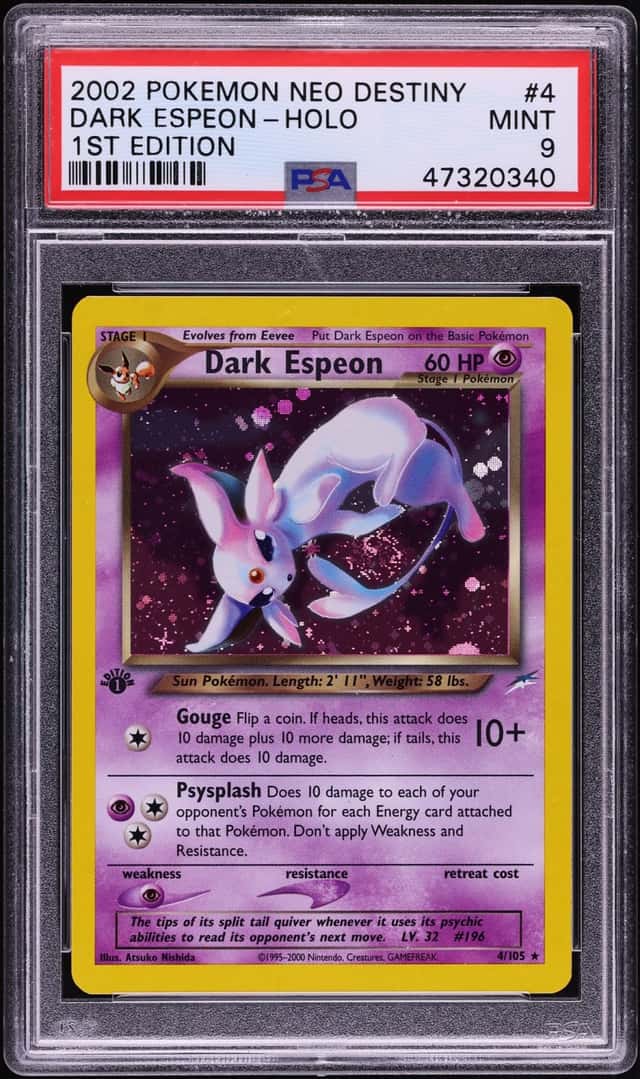 2002 Pokemon Neo Destiny 1st Edition Holo Dark Espeon #4 PSA 9 MINT