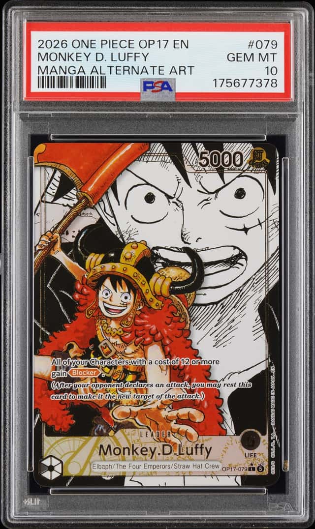 2026 One Piece World's Strongest Warriors Manga Alt Art Leader Monkey D. Luffy #OP17-079 PSA 10