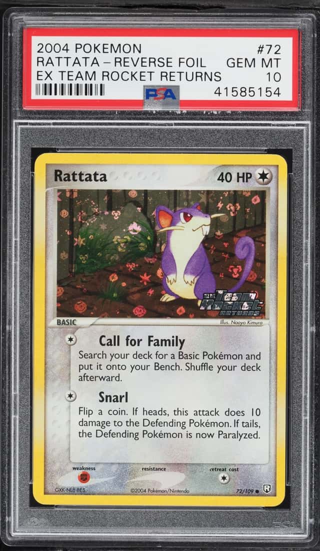 2004 Pokemon EX Team Rocket Returns Reverse Holo Rattata #72 PSA 10 GEM MINT