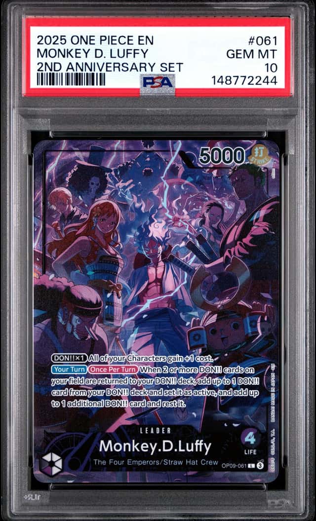 2025 One Piece EN 2nd Anniversary Set #061 Monkey D. Luffy PSA 10 GEM MINT