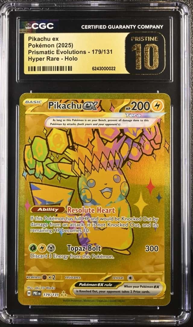 2025 POKEMON EN- PRISMATIC EVOLUTION HYPER RARE #179 PIKACHU EX CGC 10 PRISTINE