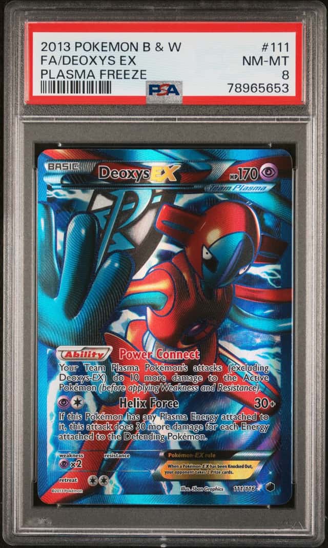 2013 POKEMON BLACK & WHITE PLASMA FREEZE #111 FA DEOXYS EX PSA 8 NM-MT