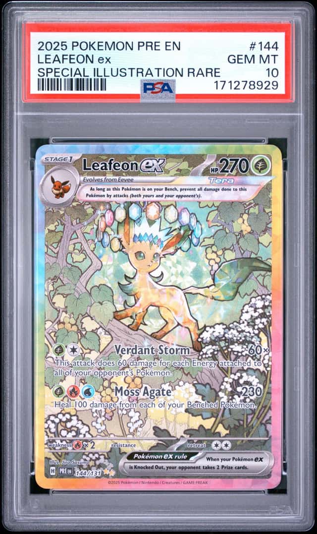2025 POKEMON PRE EN-PRISMATIC EVOLUTIONS #144 LEAFEON ex SIR PSA 10 PSA 10 GEM