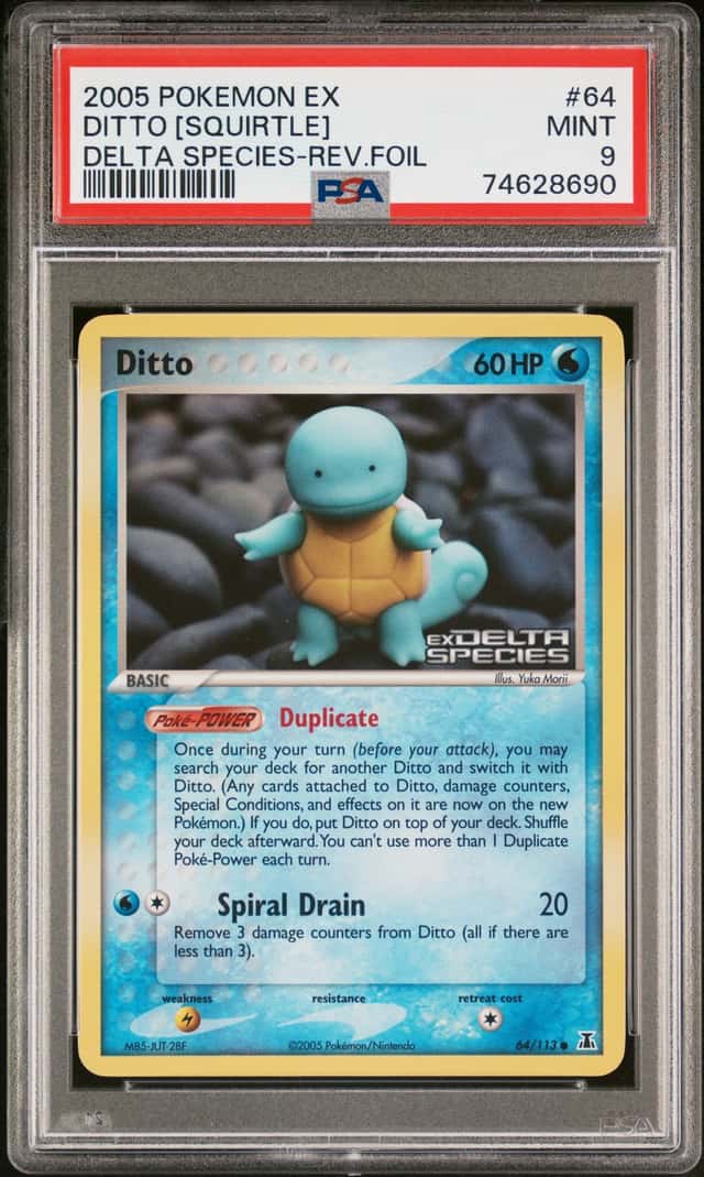 2005 POKEMON EX DELTA SPECIES #64 DITTO [SQUIRTLE] REVERSE HOLO FOIL PSA 9 MINT