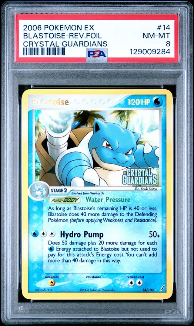 2006 POKEMON EX CRYSTAL GUARDIANS #14 BLASTOISE-REVERSE HOLO FOIL PSA 8