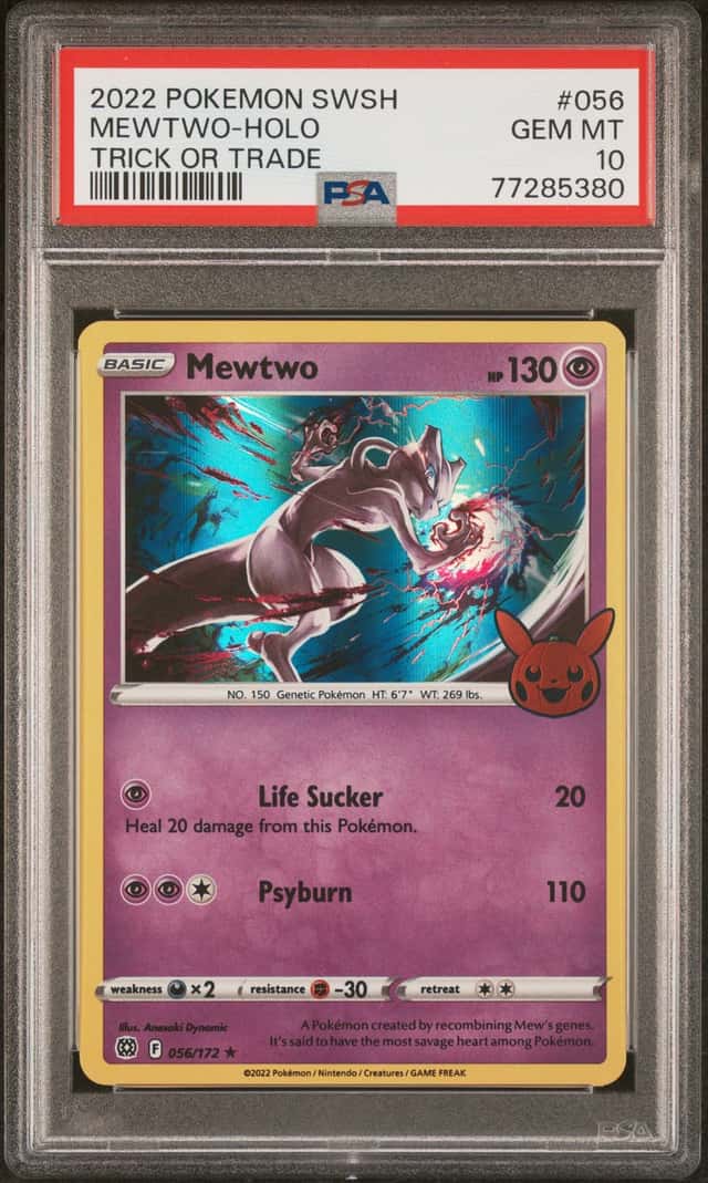Pokemon 2022 Mewtwo 056/172 Holo Rare Trick or Trade GEM MINT PSA 10