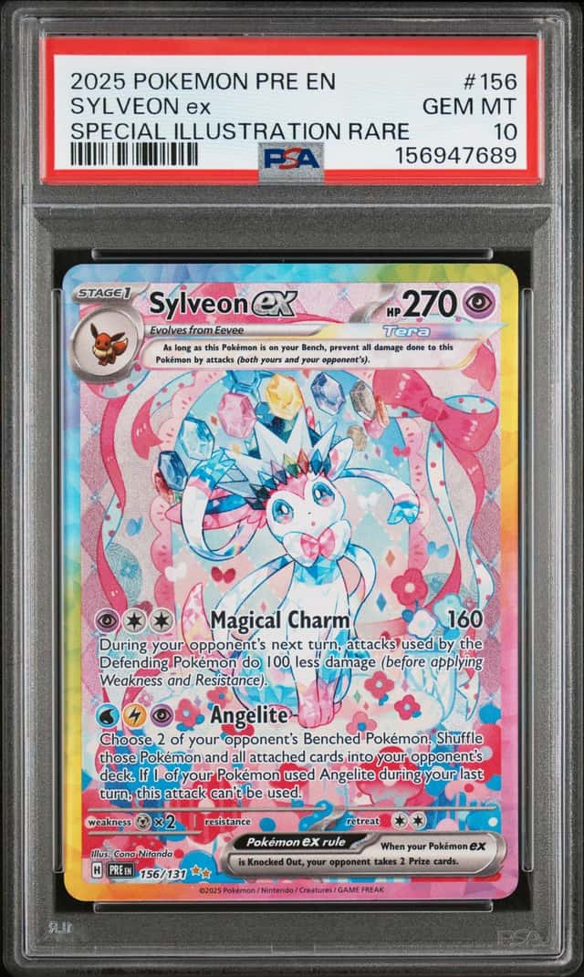 Pokemon 2025 Sylveon ex 156/131 Tera SIR Prismatic Evolutions GEM MINT PSA 10