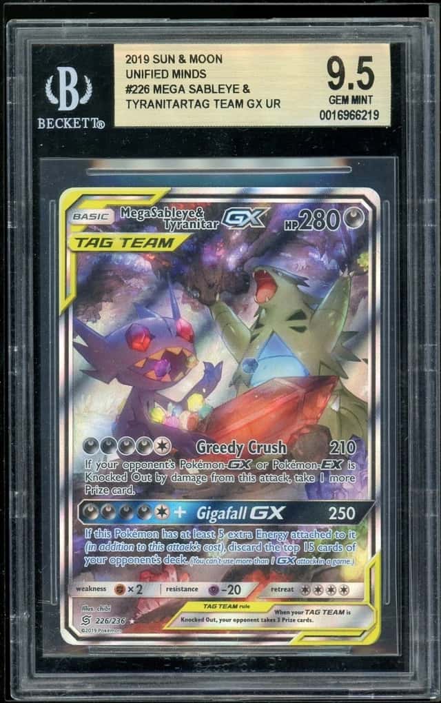 Mega Sableye & Tyranitar GX 226/236 Alt Art SM Unified Minds Pokemon BGS 9.5
