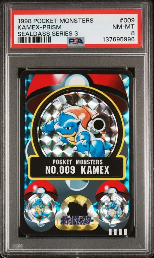 Pokmeon 1997 Bandai Sticker Card Sealdass Series 3 Blastoise 9 Holo  PSA 8