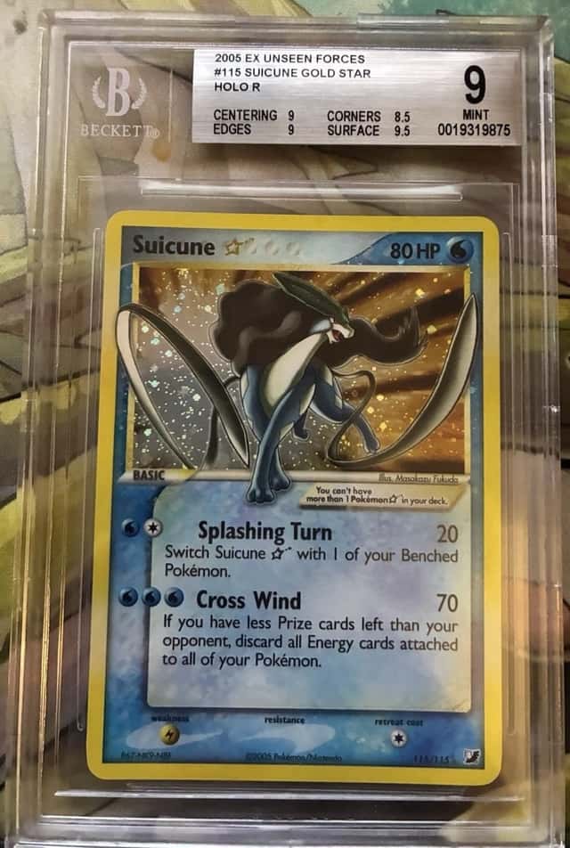 Pokemon Suicune Gold Star EX Unseen Forces Holo Ultra Rare #115 BGS 9 Mint