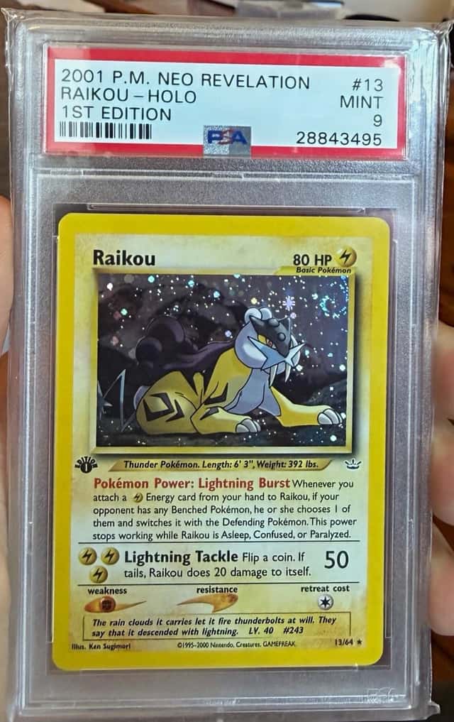 Raikou 1st Edition Holo PSA 9 Swirl Neo Revelation 2001 #13/64 English