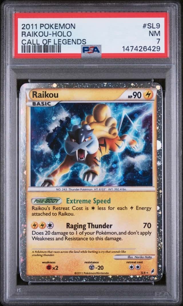 2011 POKEMON RAIKOU-HOLO CALL OF LEGENDS #SL9 PSA 7