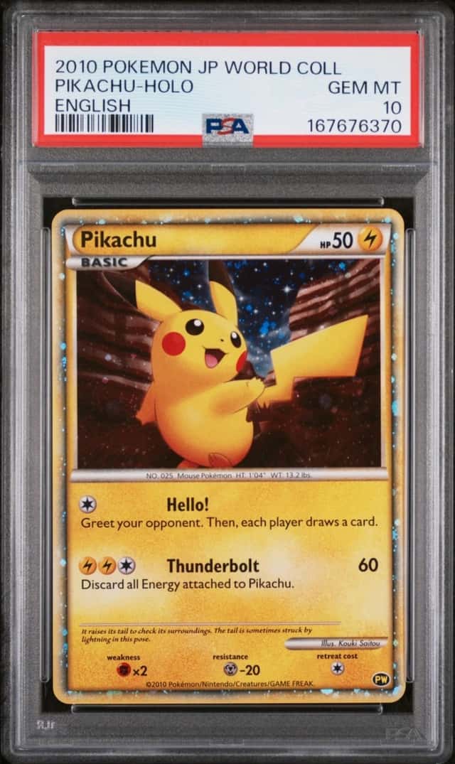 2010 POKEMON JAPANESE WORLD COLLECTION ENGLISH PIKACHU-HOLO PSA 10