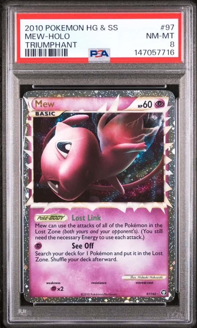 2010 POKEMON HEARTGOLD & SOULSILVER TRIUMPHANT #97 MEW-HOLO PSA 8